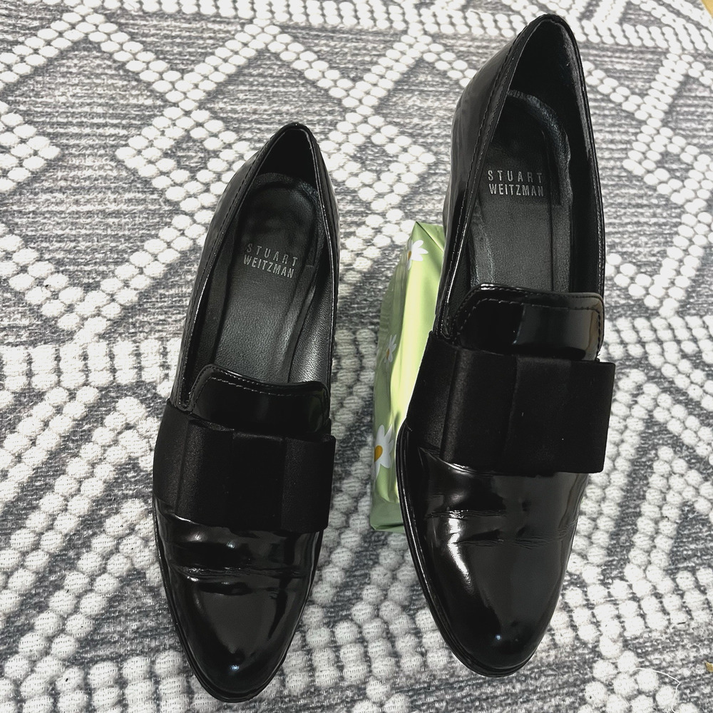 STUART WEITZMAN Black Patent Leather Smoking Pumps – Women's Size 6M